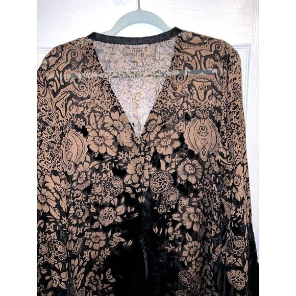 COLDWATER CREEK Floral Silk Rayon Black Velvet Long Sleeve Tunic Jacket - Picture 13 of 16